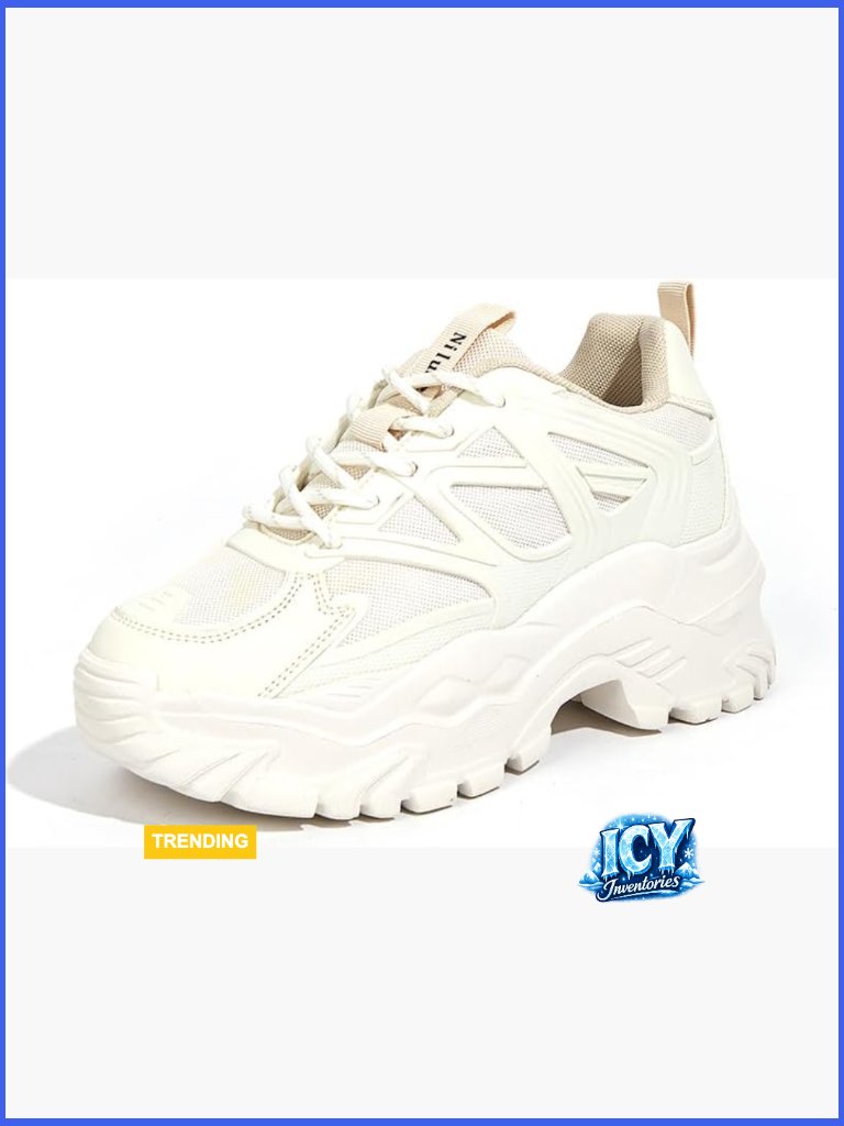 Chunky Platform Sneakers For Women Comfortable Walking Shoes Lace Up Fashion